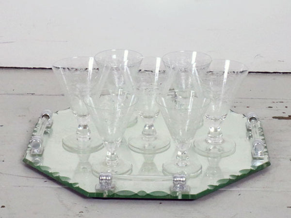 A beautiful set of 8 French etched champagne and wine glasses – Streett  Marburg