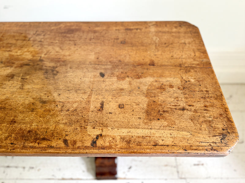 A Single Plank Walnut Top Italian Baroque Trestle Table - 9' Long