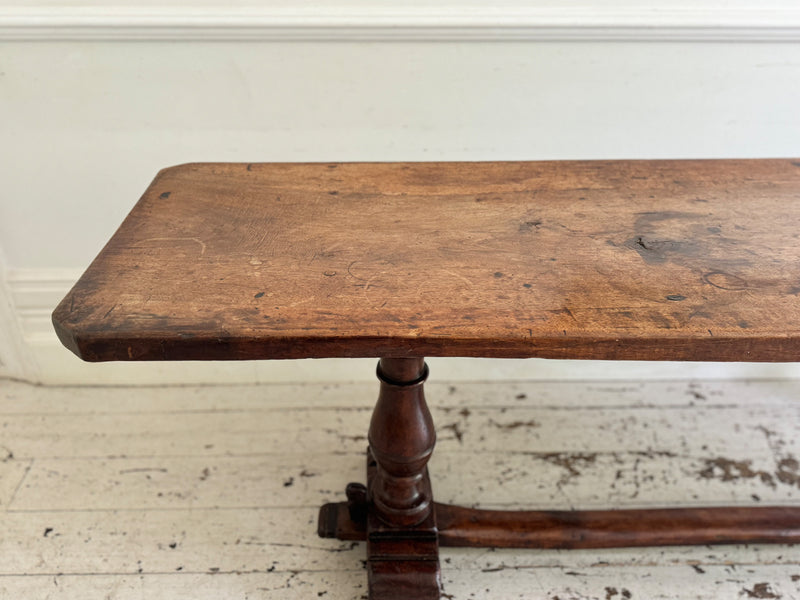 A Single Plank Walnut Top Italian Baroque Trestle Table - 9' Long