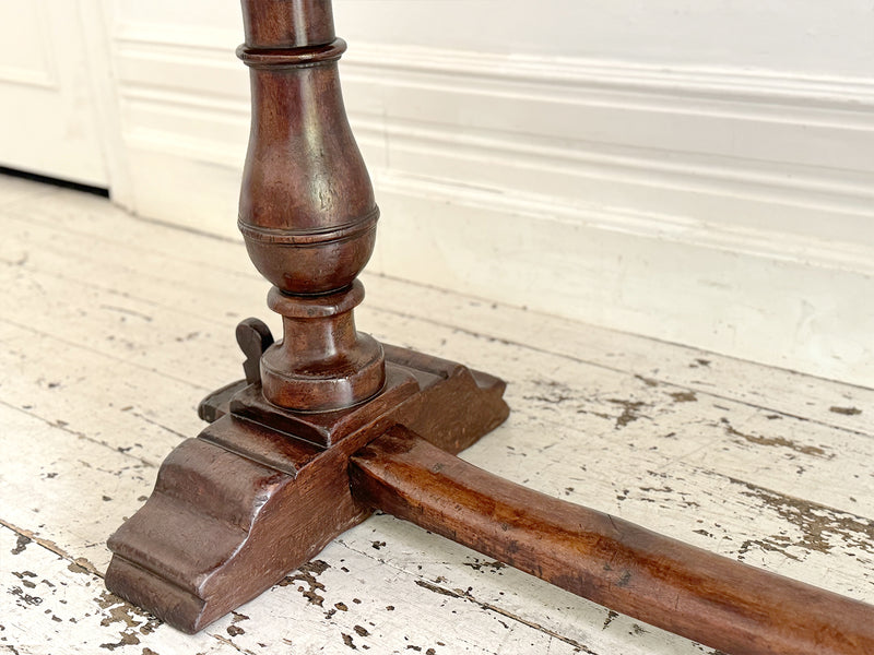 A Single Plank Walnut Top Italian Baroque Trestle Table - 9' Long