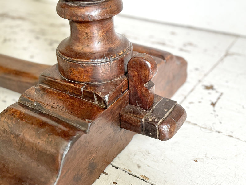 A Single Plank Walnut Top Italian Baroque Trestle Table - 9' Long