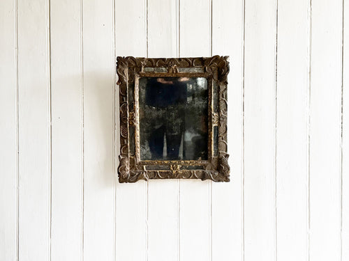 An 18th C French Gilt Wood Mirror with Foxed Plate & Mirrored Frame Inserts