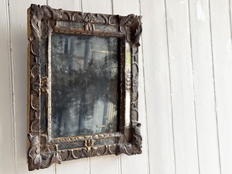 An 18th C French Gilt Wood Mirror with Foxed Plate & Mirrored Frame Inserts