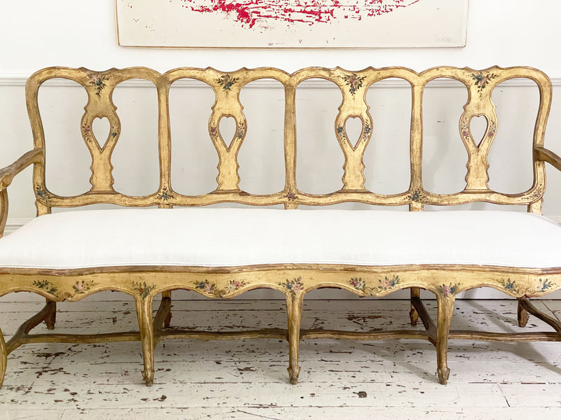 An 18th C Venetian Giltwood & Decorated Sofa