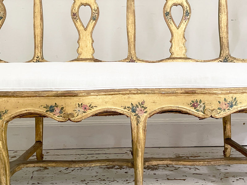 An 18th C Venetian Giltwood & Decorated Sofa