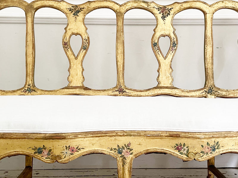 An 18th C Venetian Giltwood & Decorated Sofa
