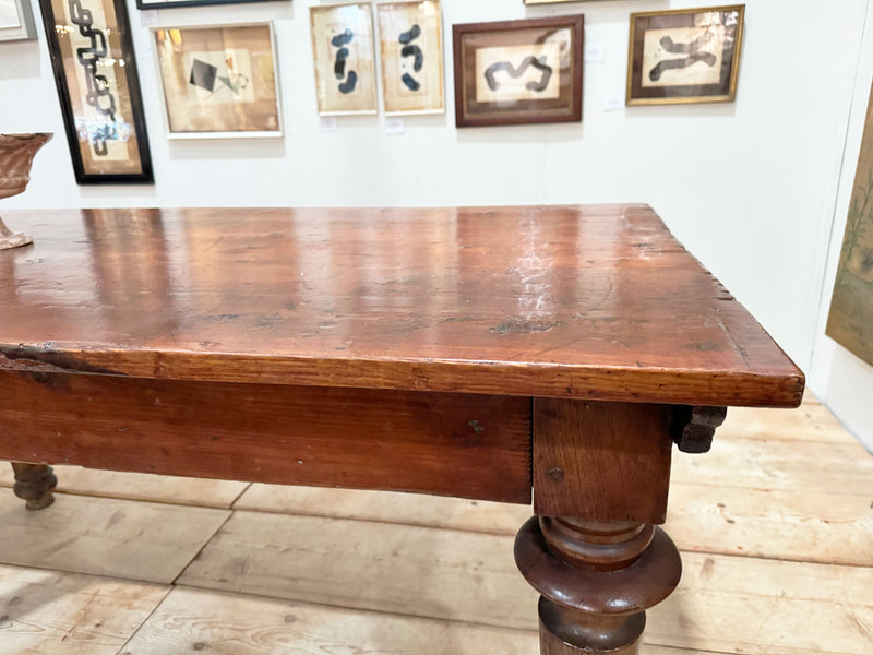 A Late 18th C Italian Six Leg Pine Dining Table