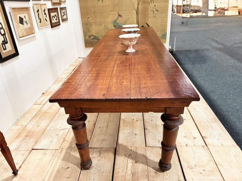 A Late 18th C Italian Six Leg Pine Dining Table