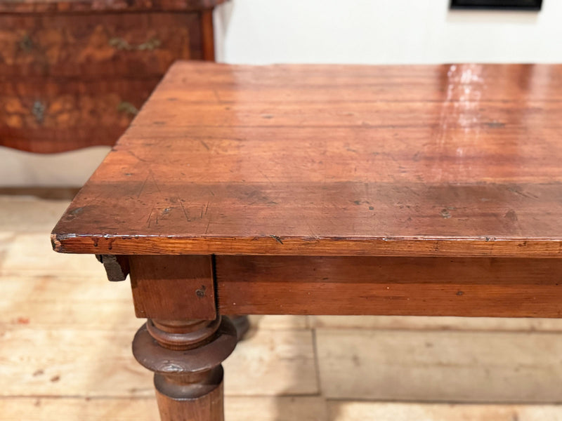 A Late 18th C Italian Six Leg Pine Dining Table