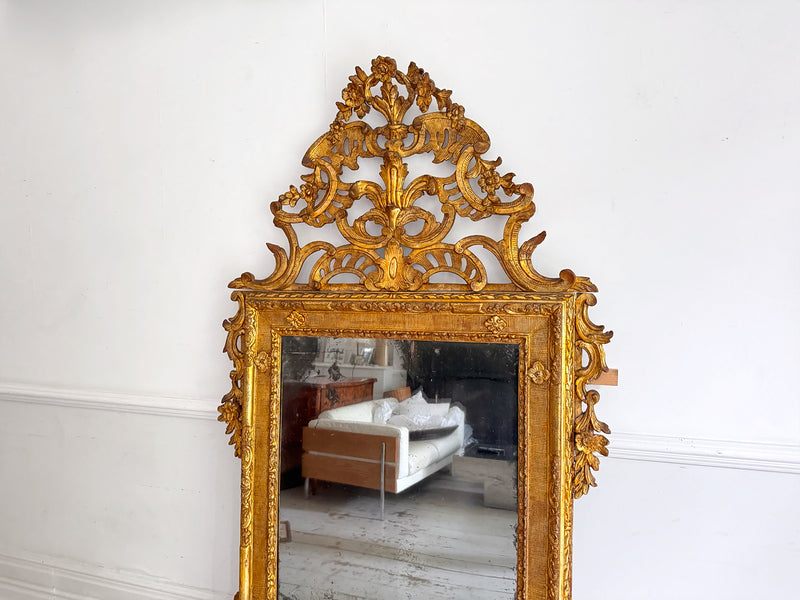 An 18th C Italian Piedmont Carved Giltwood Mirror