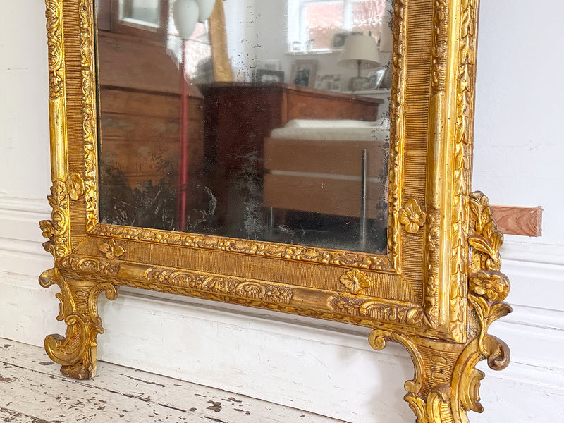 An 18th C Italian Piedmont Carved Giltwood Mirror