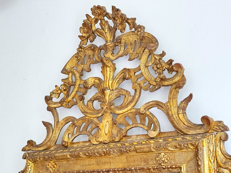 An 18th C Italian Piedmont Carved Giltwood Mirror