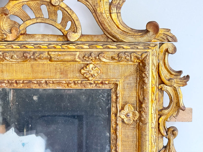 An 18th C Italian Piedmont Carved Giltwood Mirror