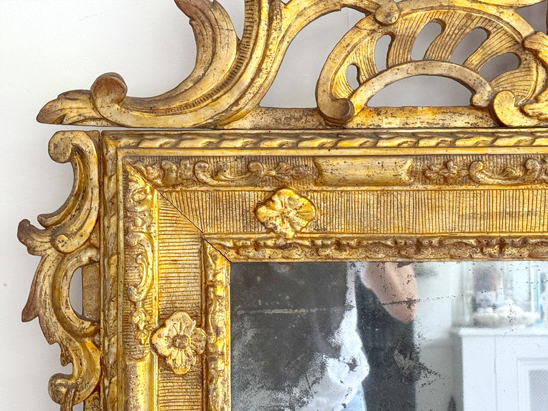 An 18th C Italian Piedmont Carved Giltwood Mirror