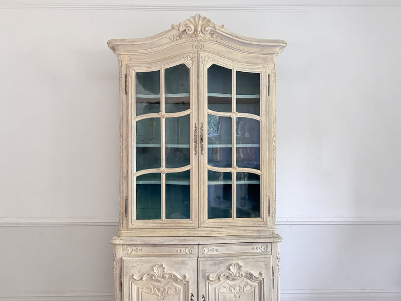 A Late 18th Early 19th Century French Glazed & Carved Painted Vitrine