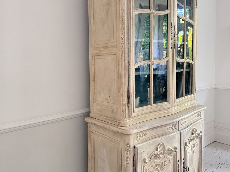 A Late 18th Early 19th Century French Glazed & Carved Painted Vitrine