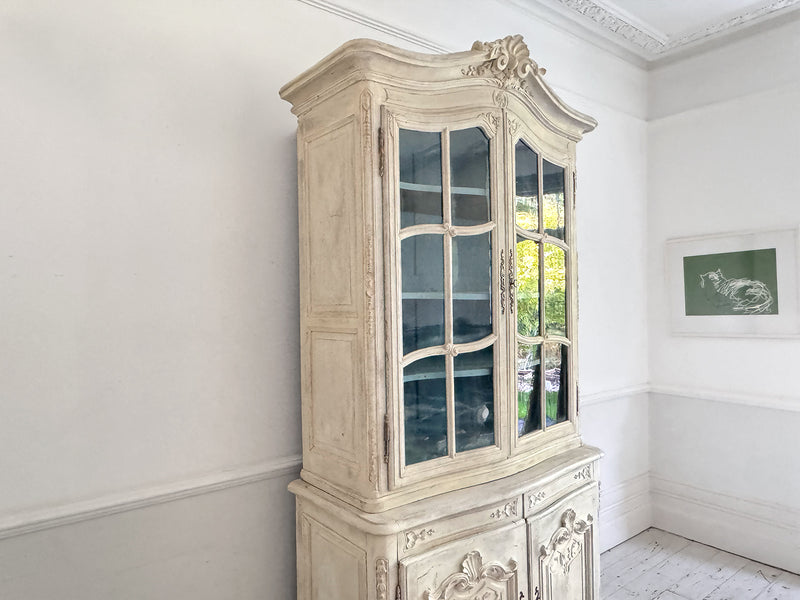 A Late 18th Early 19th Century French Glazed & Carved Painted Vitrine