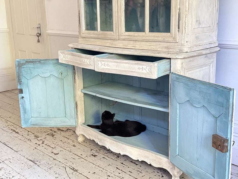 A Late 18th Early 19th Century French Glazed & Carved Painted Vitrine