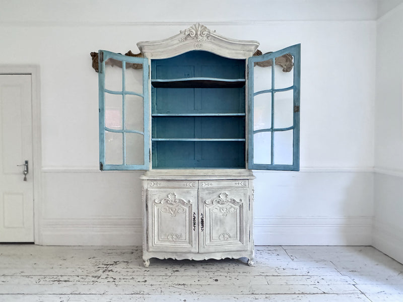 A Late 18th Early 19th Century French Glazed & Carved Painted Vitrine