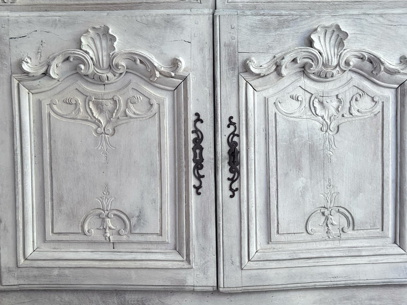 A Late 18th Early 19th Century French Glazed & Carved Painted Vitrine