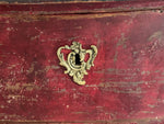 An 18th C French Red Painted Bombe Commode with Original Brass Handles