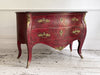 An 18th C French Red Bombe Commode with Original Brass Fixings
