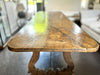 An 18th C Spanish Single Plank Walnut Top Dining Table with Ironwork Beneath