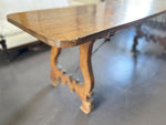 An 18th C Spanish Single Plank Walnut Top Dining Table with Ironwork Beneath