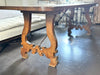 An 18th C Spanish Single Plank Walnut Top Dining Table with Ironwork Beneath