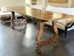 An 18th C Spanish Single Plank Walnut Top Dining Table with Ironwork Beneath