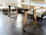 An 18th C Spanish Single Plank Walnut Top Dining Table with Ironwork Beneath