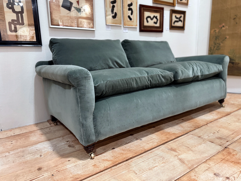 An 1920's English Country House Deep Seated Velvet Sofa