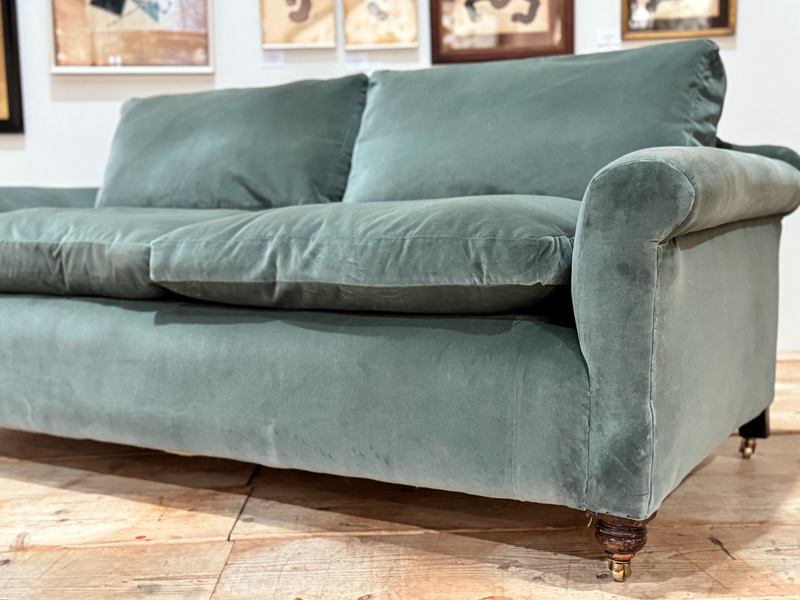 An 1920's English Country House Deep Seated Velvet Sofa