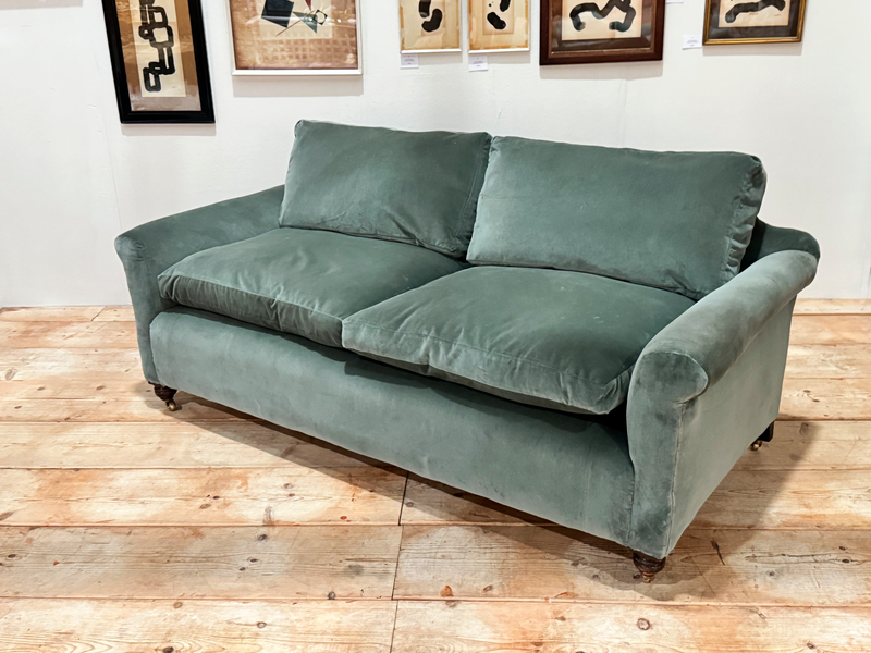 An 1920's English Country House Deep Seated Velvet Sofa