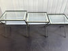 A 1940's French Nest of X-Frame Tables with Etched Glass Tops