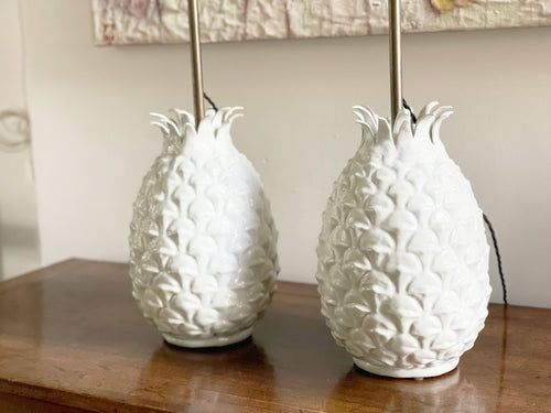 A Pair of 1950's Spanish Ceramic Pineapple Table Lights