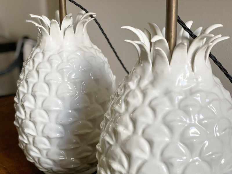 A Pair of 1950's Spanish Ceramic Pineapple Table Lights