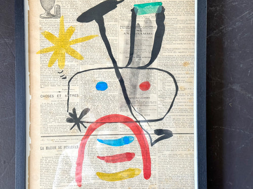 A 1950's French Abstract on Newspaper by Pierre Ferandi II