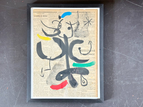 A 1950's French Abstract on Newspaper by Pierre Ferandi III