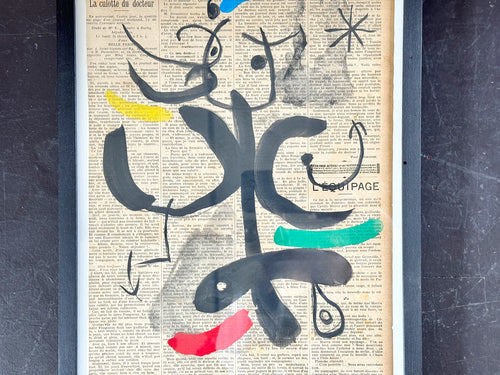 A 1950's French Abstract on Newspaper by Pierre Ferandi III