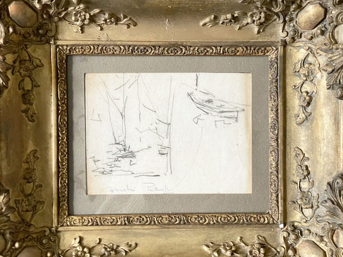 A Marine Pencil Study by André Petroff in a Giltwood Frame