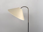 A 1950's French Adjustable Brass Reading Lamp with Parchment Shade