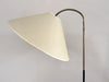 A 1950's French Adjustable Brass Reading Lamp with Parchment Shade