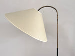 A 1950's French Adjustable Brass Reading Lamp with Parchment Shade