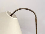 A 1950's French Adjustable Brass Reading Lamp with Parchment Shade