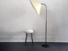 A 1950's French Adjustable Brass Reading Lamp with Parchment Shade