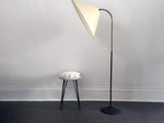 A 1950's French Adjustable Brass Reading Lamp with Parchment Shade