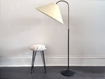A 1950's French Adjustable Brass Reading Lamp with Parchment Shade