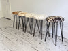 1950's French Cowhide Stools on Metal Tripod Legs