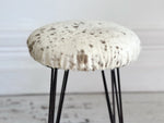 1950's French Cowhide Stools on Metal Tripod Legs